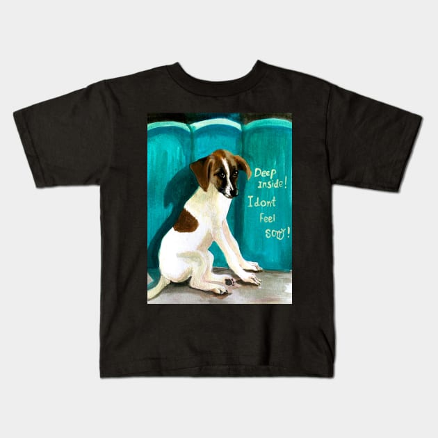 Nutty puppy Kids T-Shirt by The artist of light in the darkness 